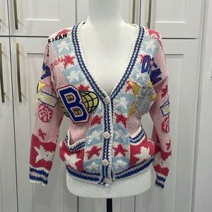 Vintage 1980’s NO! Jeans American Beauty Cardigan with Graphic Design Si…